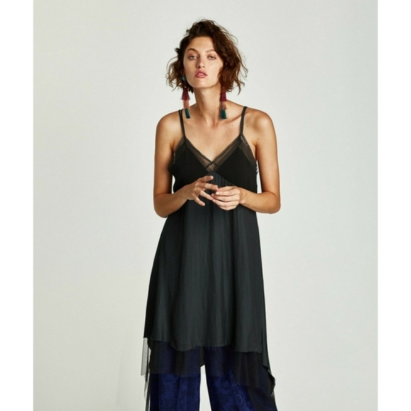 Zara Dresses & Skirts - ZARA // edgy layered mesh silky dress